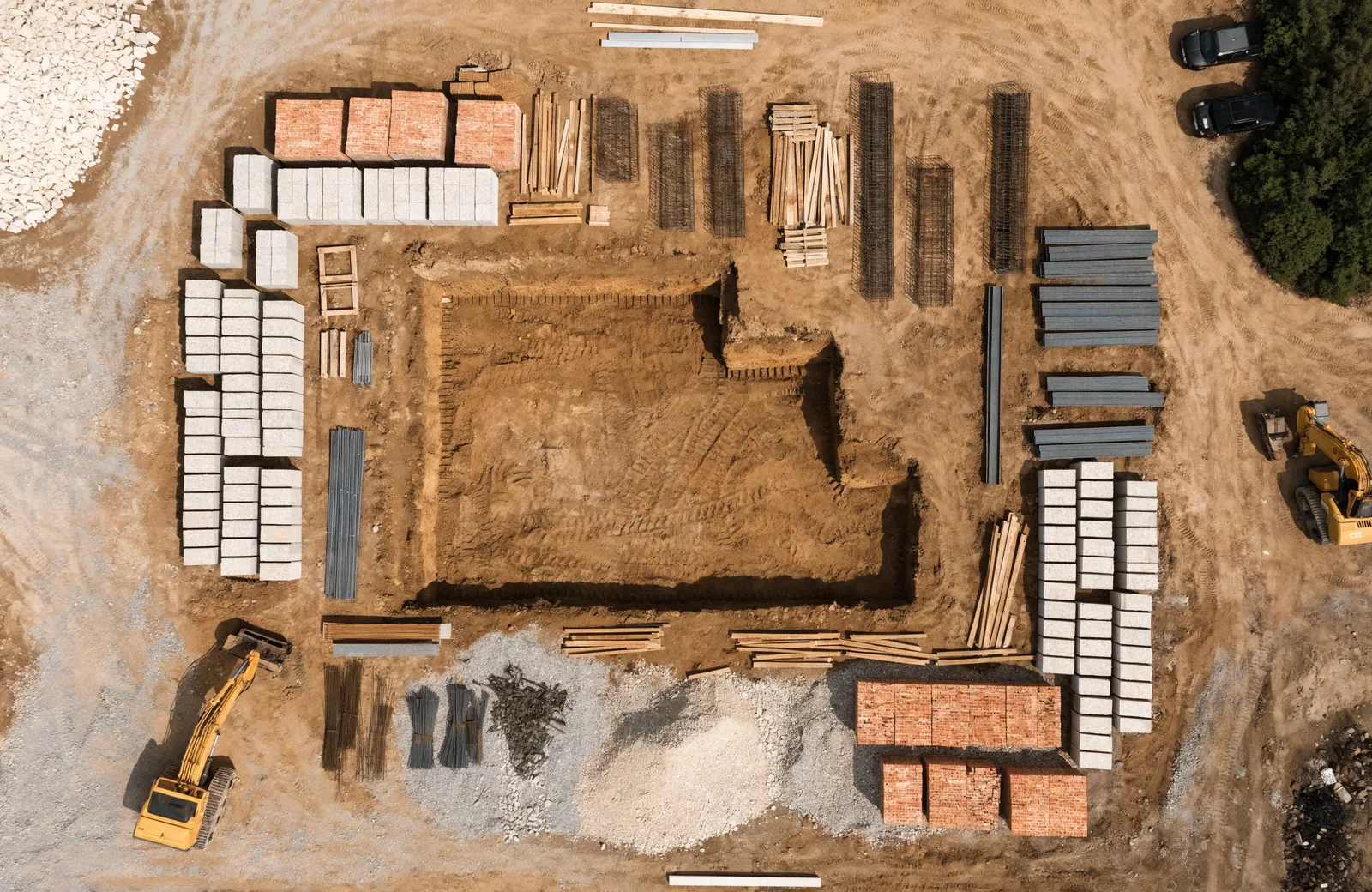 Orthofoto einer Baustelle von oben